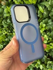 Apple iPhone 15 Pro Uyumlu Mavi Mat Üst Seviye Koruma Kılıf