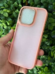 Apple iPhone 15 Pro Uyumlu Pembe Slikon Şeffaf Kılıf