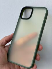 iPhone 14 Plus/ 15 Plus Uyumlu Yeşil Renk Arkası Şeffaf Yanları Yumuşak Kılıf