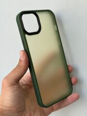 iPhone 14 Plus/ 15 Plus Uyumlu Yeşil Renk Arkası Şeffaf Yanları Yumuşak Kılıf