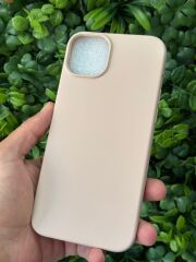 iPhone 14 Plus/ 15 Plus Uyumlu Gold Renk Mat Slikon Kılıf İçi Süet