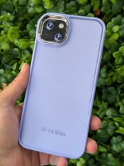 iPhone 14 Plus/ 15 Plus Uyumlu  Mor Arkası Şeffaf Kılıf Yanları Yumuşak Slikon