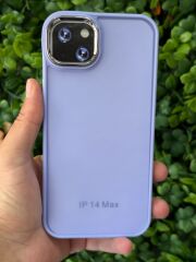 iPhone 14 Plus/ 15 Plus Uyumlu  Mor Arkası Şeffaf Kılıf Yanları Yumuşak Slikon