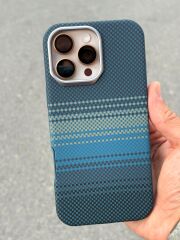 iPhone 16 Pro Max Karbon Desenli Kılıf – Mavi Siyah, Ultra Koruma