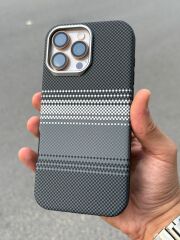 iPhone 16 Pro Max Karbon Desenli Kılıf – Gri Siyah, Kalın ve Dayanıklı
