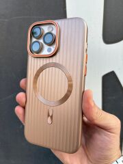 iPhone 16 Pro Max Mika Kılıf – Kahverengi, Turuncu Çizgili, Şık ve Uyumlu Tasarım