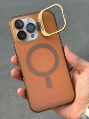 iPhone 16 Pro Max Kılıf – Magsafe Destekli, Standlı, Mika Arka, Çöl Rengine Uyumlu