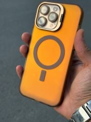 iPhone 16 Pro Max Kılıf – Magsafe Destekli, Standlı, Mika Arka, Çöl Rengine Uyumlu