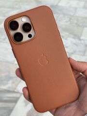 iPhone 16 Pro Max Deri Kılıf – Magsafe Destekli, Logolu, Süet İç Kaplama