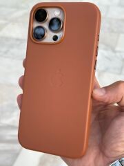 iPhone 16 Pro Max Deri Kılıf – Magsafe Destekli, Logolu, Süet İç Kaplama