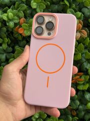 iPhone 16 Pro Max Magsafe Destekli Pembe Mika Kılıf – Kamera Çevresi Çizgili