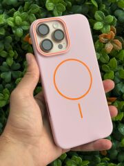 iPhone 16 Pro Max Magsafe Destekli Pembe Mika Kılıf – Kamera Çevresi Çizgili