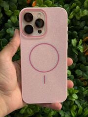 Apple iPhone 16 Pro Max Kılıf Magsafe Şarj Özellikli Parlayan Pembe Simli Zore Okso Kapak