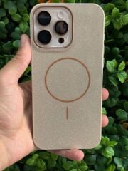 Apple iPhone 16 Pro Max Kılıf Magsafe Şarj Özellikli Parlayan Kahverengi Simli Zore Okso Kapak