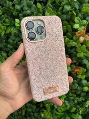 iPhone 16 Pro Max Pembe Taşlı Kılıf – Süet İç Kaplama, Şık ve Dayanıklı