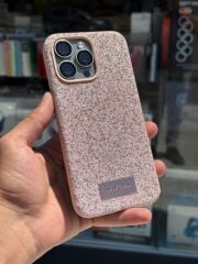 iPhone 16 Pro Max Pembe Taşlı Kılıf – Süet İç Kaplama, Şık ve Dayanıklı