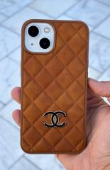 iPhone 13 ve 14 Uyumlu  CC Kılıf – Süet İç Kaplama, Kadifemsi Arka Yüzey Kahverengi