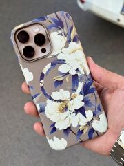 iPhone 15 Pro Max Uyumlu Çiçek Desenli Kılıf İçi Süet Tuş basımı rahat Kılıf(Kopya)