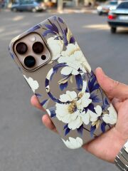iPhone 15 Pro Max Uyumlu Çiçek Desenli Kılıf İçi Süet Tuş basımı rahat Kılıf(Kopya)