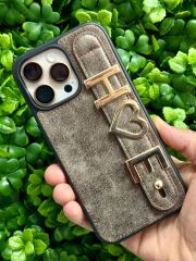 Harfli Tutamaçlı ENA Kılıf  ( KAHVE ) Kişiye Özel Şık Koruma - iPhone 16 Pro Max Uyumlu