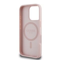 Guess Orjinal Lisanslı iPhone 16 Pro Max Kılıf – Magsafe Destekli Çiçek Desenli Metal Logolu Kapak
