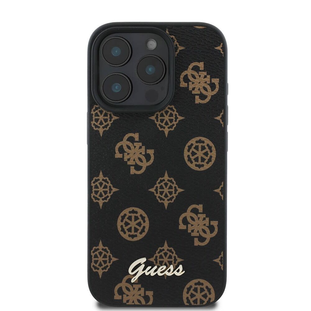Guess Orjinal Lisanslı iPhone 16 Pro Max Kılıf – MagSafe Uyumlu Peony Kapak Yazı Logolu