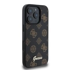 Guess Orjinal Lisanslı iPhone 16 Pro Max Kılıf – MagSafe Uyumlu Peony Kapak Yazı Logolu