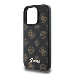 Guess Orjinal Lisanslı iPhone 16 Pro Max Kılıf – MagSafe Uyumlu Peony Kapak Yazı Logolu