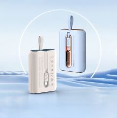 Recci RPB-P12C 9000mAh Powerbank (MOR) – PD 20W Hızlı Şarj, 22.5W Çıkış, Type-C Kablolu & Askı İpli Taşınabilir Şarj Cihazı