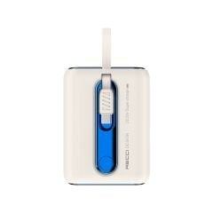 Recci RPB-P12C 9000mAh Powerbank (BEYAZ) – PD 20W Hızlı Şarj, 22.5W Çıkış, Type-C Kablolu & Askı İpli Taşınabilir Şarj Cihazı