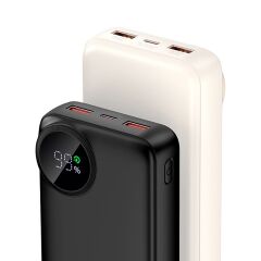 Recci RPB-P48 10000mAh Powerbank Beyaz – PD 20W Hızlı Şarj, 22.5W Çıkış, LED Ekranlı Taşınabilir Şarj Cihazı