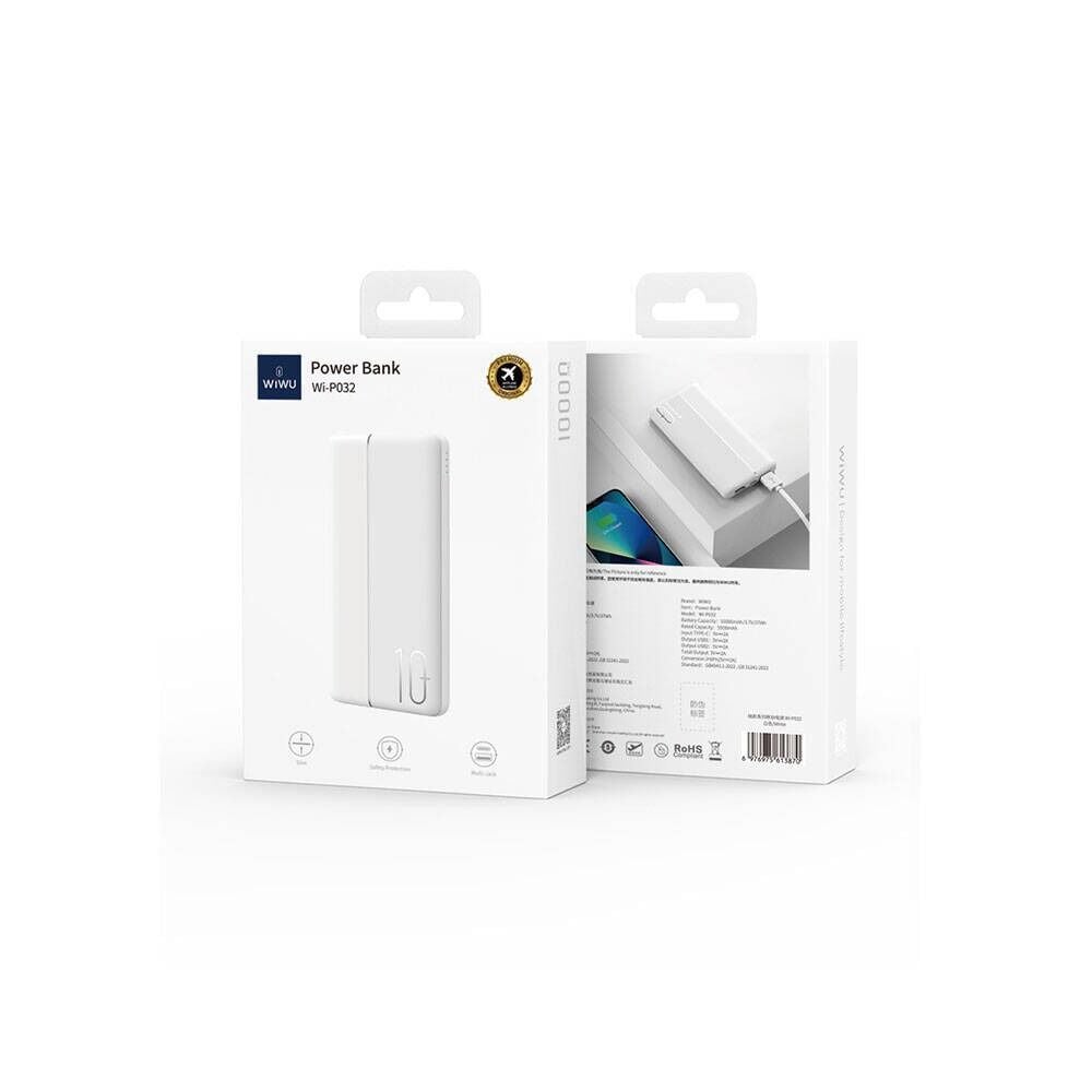 Wiwu Wi-P032 Powerbank 10000mAh – Dual USB-A & Type-C, PD Hızlı Şarj, LED Işıklı Taşınabilir Şarj Cihazı