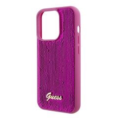 iPhone 15 Pro Max Kılıf Guess Orjinal Lisanslı Pullu Metal Yazı Logolu Sequin Script Kapak