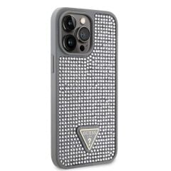 iPhone 15 Pro Max Kılıf Guess Orjinal Lisanslı Taşlı Üçgen Logolu Kapak