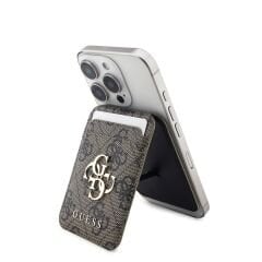 Guess Orjinal Lisanslı PU Deri 4G Desenli Metal Logolu Standlı Manyetik Kartlık KAHVERENGİ