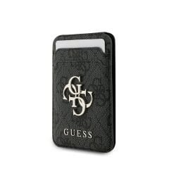 Guess Orjinal Lisanslı PU Deri 4G Desenli Metal Logolu Standlı Manyetik Kartlık SİYAH