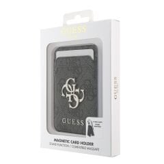 Guess Orjinal Lisanslı PU Deri 4G Desenli Metal Logolu Standlı Manyetik Kartlık SİYAH