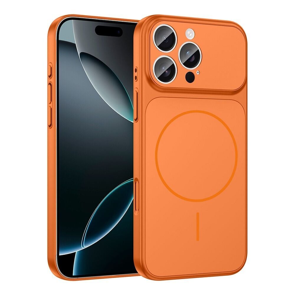 iPhone 15 Pro Max Uyumlu 17 Pro Max Görünümlü Dönüşüm Kılıfı | Magsafe Özellikli Premium Kapak - TURUNCU