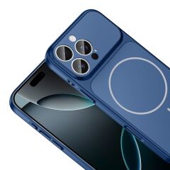 iPhone 15 Pro Max Uyumlu 17 Pro Max Görünümlü Dönüşüm Kılıfı | Magsafe Özellikli Premium Kapak - ABİS-LACİVERT RENK