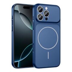 iPhone 15 Pro Max Uyumlu 17 Pro Max Görünümlü Dönüşüm Kılıfı | Magsafe Özellikli Premium Kapak - ABİS-LACİVERT RENK