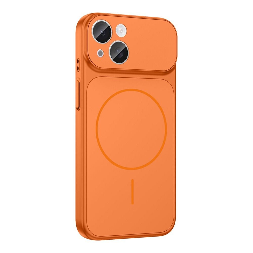 iPhone 13 Uyumlu 17 Pro Max Görünümlü Dönüşüm Kılıfı | Magsafe Özellikli Premium Kapak - TURUNCU RENK