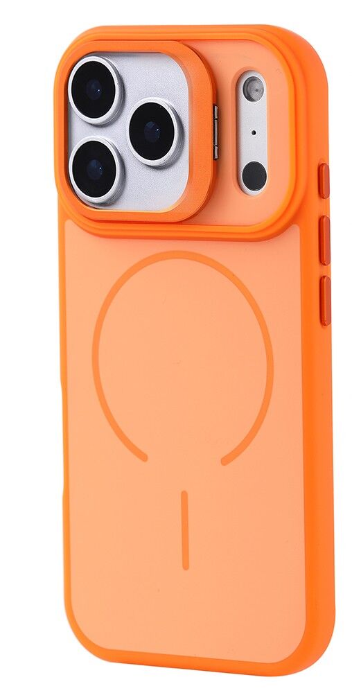 iPhone 17 Pro Max İçin Kameradan Standlı MagSafe Uyumlu Kılıf (Turuncu)