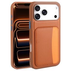 iPhone 17 Pro Max Kartlıklı Silikon Kılıf Telefon Kılıfı | Kılıfcım.com (KAHVERENGİ)