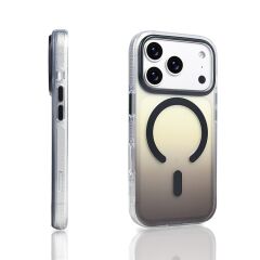 iPhone 17 Pro İçin Renk Geçişli Şeffaf Magsafe Kılıf (Siyah)– Darbe Koruyucu Transparan | Kılıfcım.com