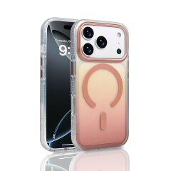 iPhone 17 Pro İçin Renk Geçişli Şeffaf Magsafe Kılıf (Rose Gold)– Darbe Koruyucu Transparan | Kılıfcım.com