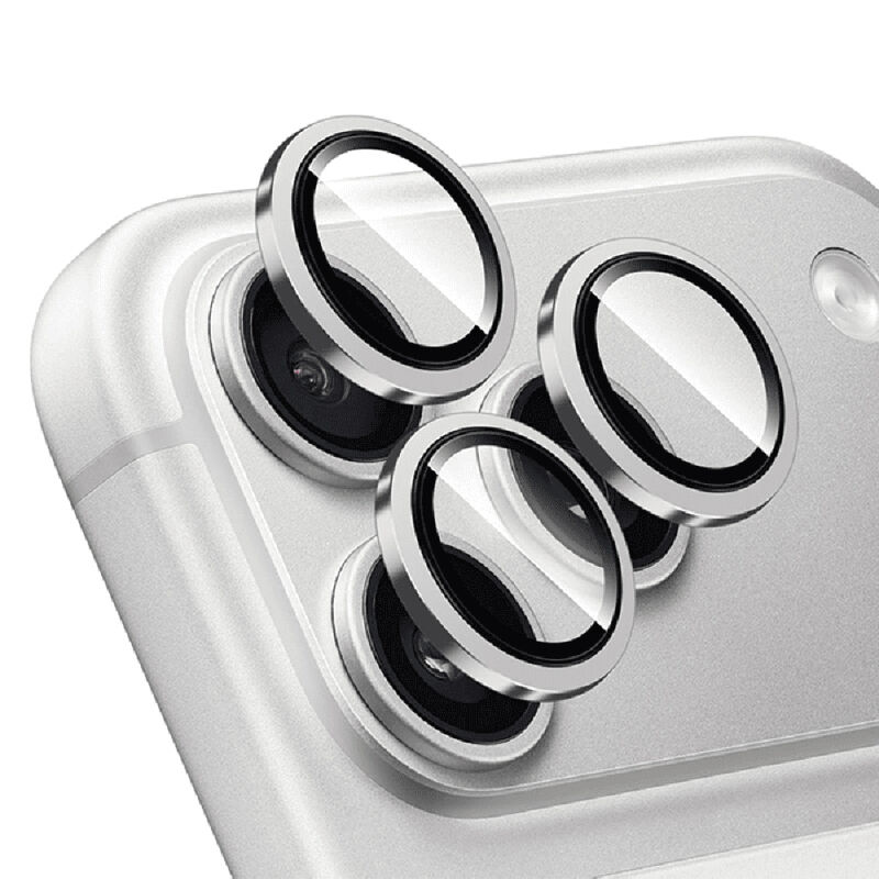 iPhone 17 Pro Max için Zore CL-12 Kamera Lens Koruyucu (SİLVER) Safir Cam Parmak İzi Bırakmayan Lens Koruma | Kılıfcım.com CL-12