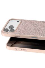 iPhone 17 Pro OneGif Simli Kılıf – Boncuk Detaylı Parlak Telefon Kapağı Gold