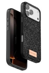 iPhone 17 Pro Max OneGif Simli Kılıf – Boncuk Detaylı Parlak Telefon Kapağı Siyah