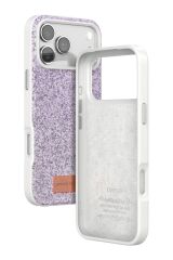 iPhone 17 Pro Max OneGif Simli Kılıf – Boncuk Detaylı Parlak Telefon Kapağı Lila