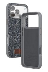 iPhone 17 Pro Max OneGif Simli Kılıf – Boncuk Detaylı Parlak Telefon Kapağı Gri